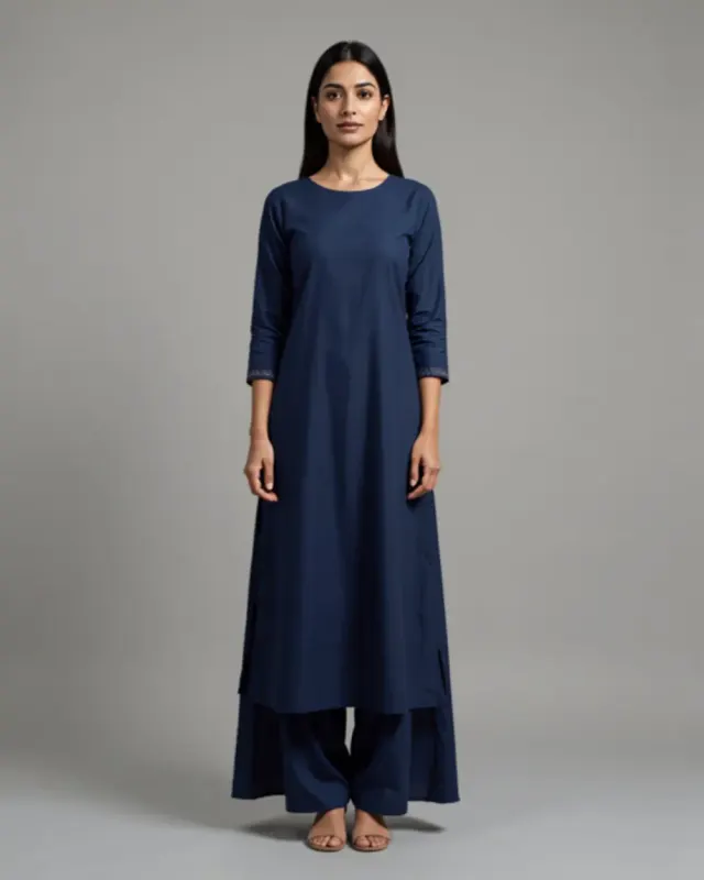 Meera Anarkali Kurti — Navy Blue