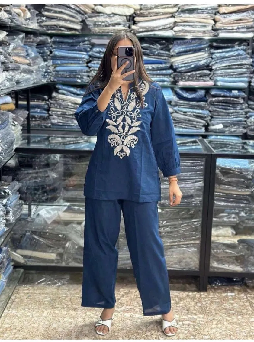 Stylish Blue embroidery Co-ord Set — view 2