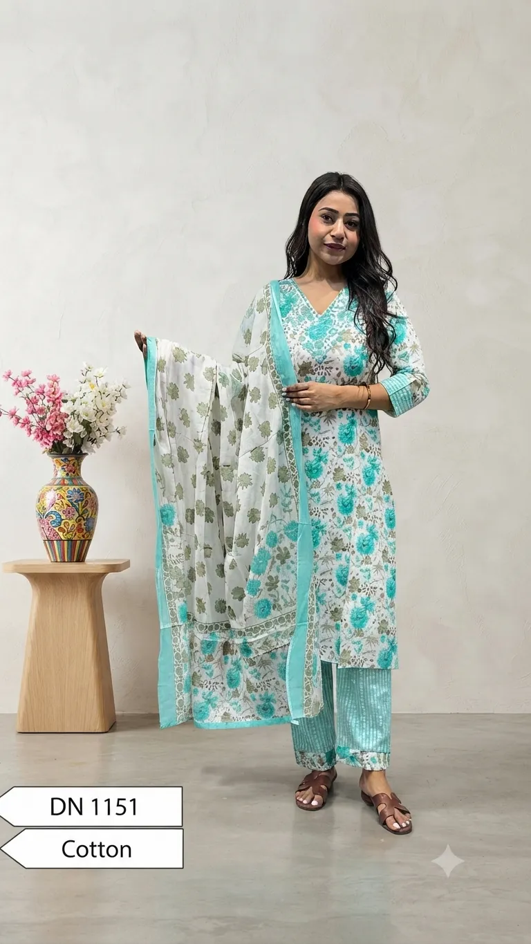 Ethnic Kurta & Pant Set With Duppata — 3 Piece Set, view 2