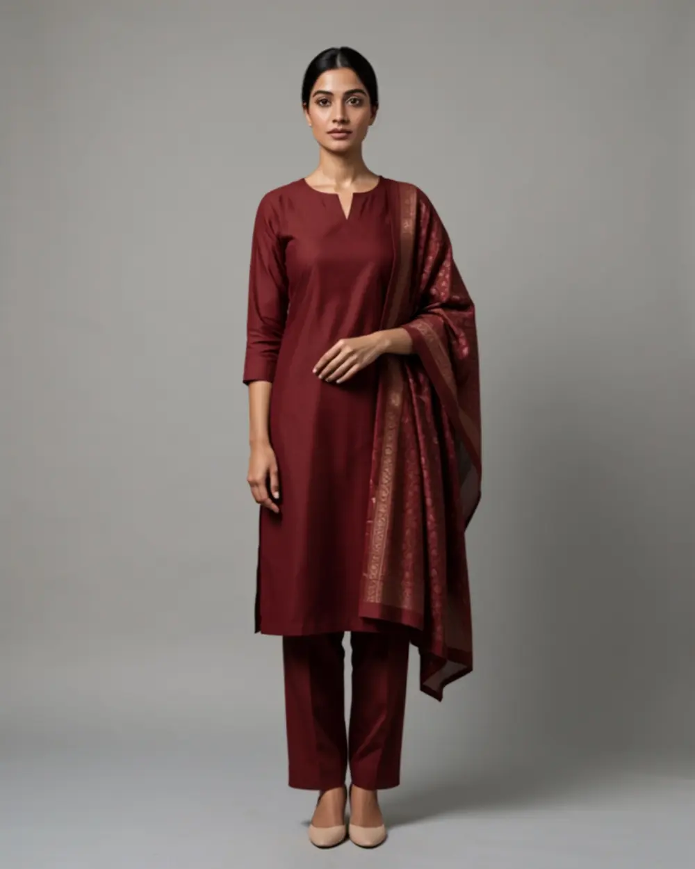 Zara Suit Set — Maroon